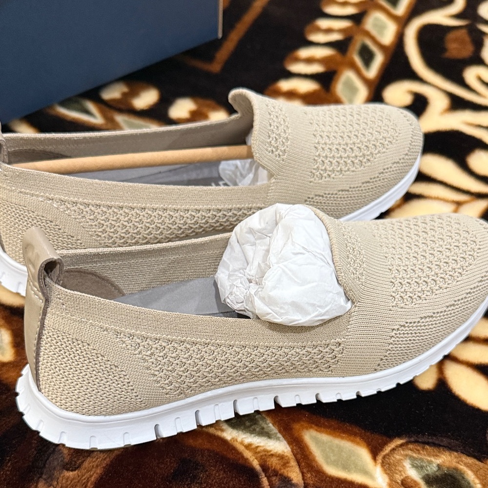 Cole Haan Taupe Knit Slip-On Sneakers